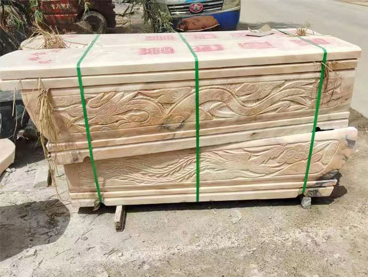 中式晚霞紅整體石棺